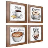 Quadro Decorativo Café Expresso Padaria Cozinha 12x12cm 2 Titulo Moldura Ocre