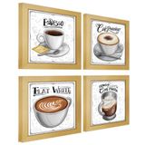 Quadro Decorativo Café Expresso Padaria Cozinha 12x12cm 2 Titulo Moldura Marfim