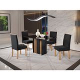 Conjunto Sala De Jantar Mesa Lara Tampo Vidro Com 4 Cadeiras Styllo Sonetto Móveis Mel/preto