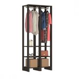 Guarda Roupa Closet 2 Peças 2 Cabideiros e 6 Nichos Yes Nova Mobile Grafite Intenso