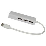 Cabo Adaptador Hub Usb Type C Rj45 3 Portas