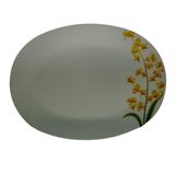 Travessa De Vidro Oval Decorada 32x24x5cm