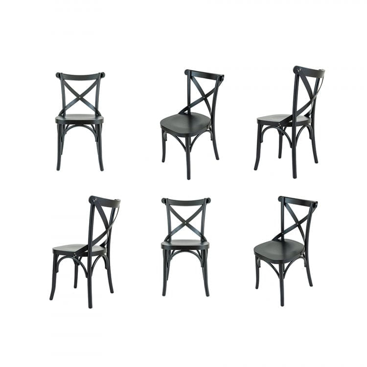 Conjunto 6 Cadeiras X Texas Laqueado Gamma Móveis Preto