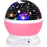 Projetor De Luz Noturna Estrelada, Luzes De Bebê Com 4 Lâmpadas De Led, Cabo Usb, 360 Rosa