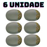 Jogo Com 6 Travessa De Vidro Oval Decorada 32x24x5cm