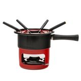 Aparelho De Fondue Viena 8pçs Com Queimador Forma Vermelho