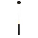 Luminária Pendente Tubo Teto Sala Quarto Preto Dourado 40cm