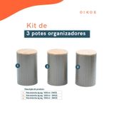 Kit 3 Potes Dolomita Com Tampa De Bambu Zig Zag 1,5l - Oikos