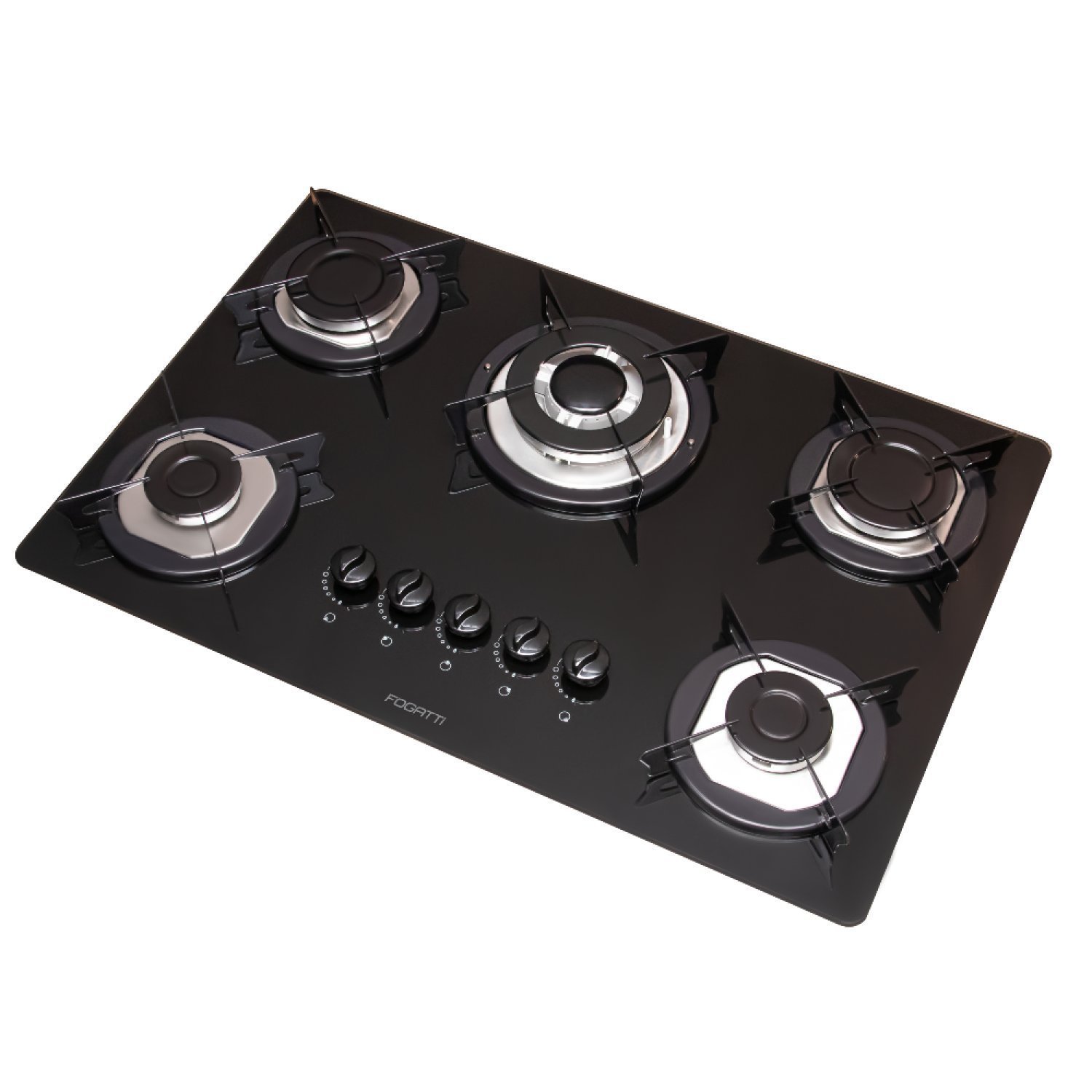 Cooktop 5 Bocas Tripla Chama Flange Inox Vidro Bivolt Fogatti Preto/inox Preto/inox