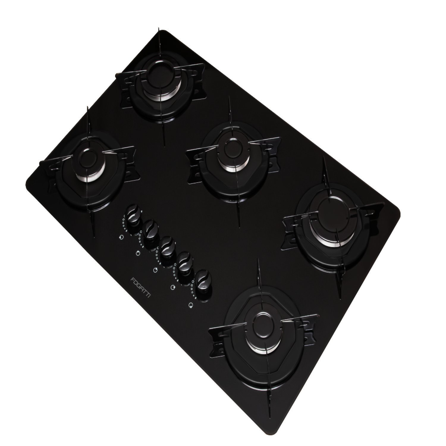 Cooktop 5 Bocas Flange Esmaltado Vidro Bivolt Fogatti Preto/esmaltado