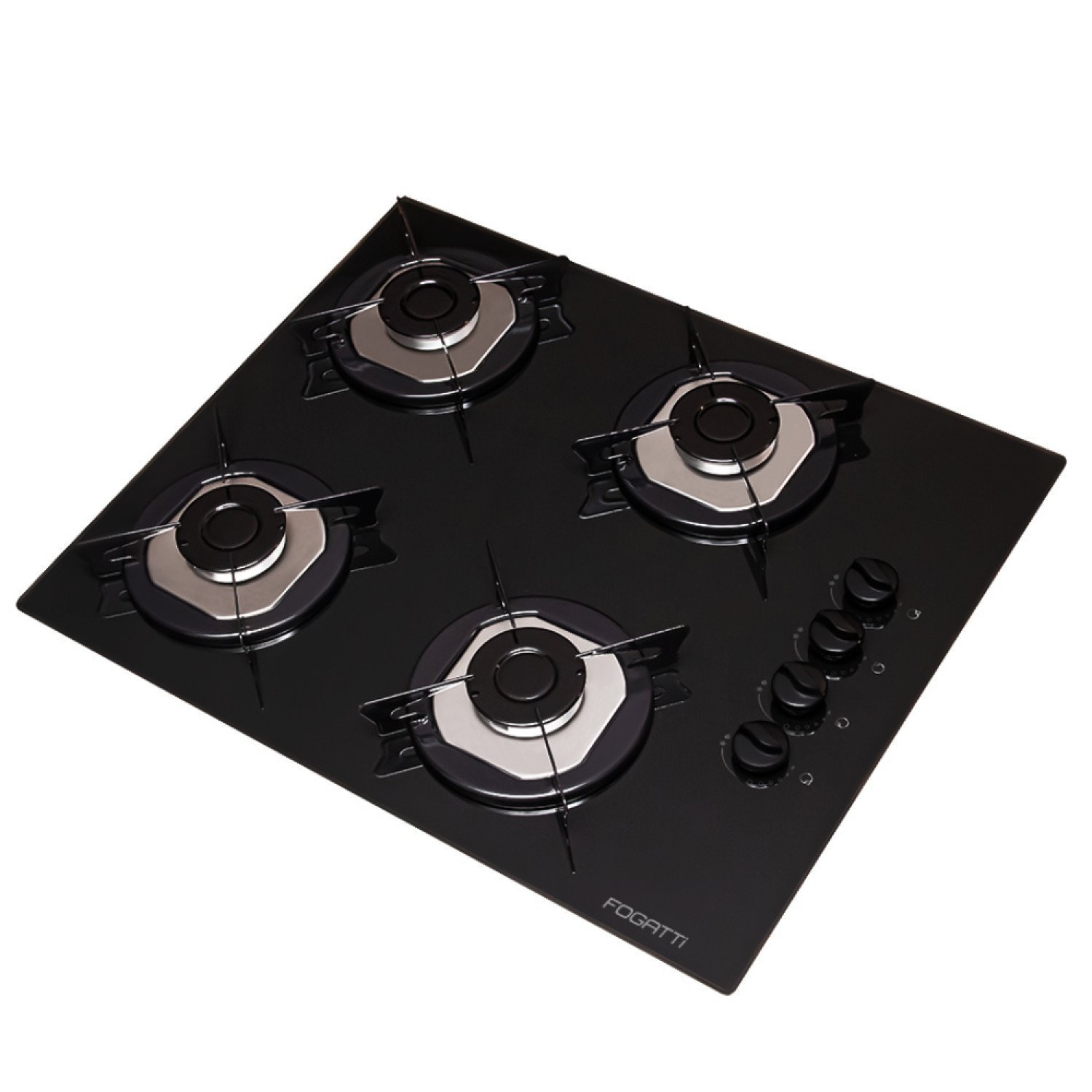 Cooktop 4 Bocas Flange Inox Vidro Bivolt Fogatti Preto/inox