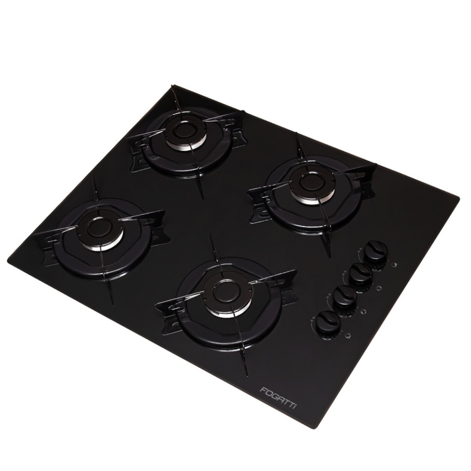 Cooktop 4 Bocas Flange Esmaltado Vidro Bivolt Fogatti Preto/esmaltado