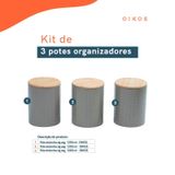 Kit 3 Potes Dolomita Com Tampa De Bambu Zig Zag 1,2l - Oikos