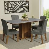 Kit Sala De Jantar Mesa 4 Cadeiras Rustic/cinza/silver Keila Madesa Rustic/cinza/silver
