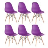 Kit 6 Cadeiras Charles Eames Eiffel Dsw Com Pés De Madeira Clara Roxo