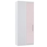 Guarda Roupa De Canto Reto Modulado 90cm 1 Porta Alpes Luciane Móveis Branco Pf Com Rosa Pf