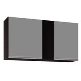 Armário Aéreo 02s Agata Preto Cinza 100cm