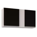 Armário Aéreo 02s Agata Branco Preto 100cm