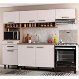 Cozinha Compacta 8 Portas 2 Gavetas E Balcão Para Pia E Cuba Siena Carvalho Oak E Off White