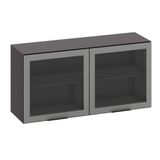 Armário Aéreo 2 Portas Vidro 120cm Etna Poliman Móveis Grafite