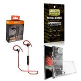 Kit Capinha Samsung S22 Ultra Fone Bluetooth E Película 3d