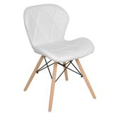 Cadeira Estofada Charles Eames Eiffel Slim Wood Confort Branco Branco