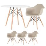 Mesa Redonda Eames 100 Cm Branco + 3 Cadeiras Eiffel Daw Nude Nude