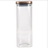 Porta Mantimentos Quadrado Dynasty Em Vidro Borossilicato Com Tampa De Metal Cobre 1,9l