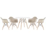 Mesa Redonda Eames 100 Cm Branco + 4 Cadeiras Eiffel Daw Nude Nude