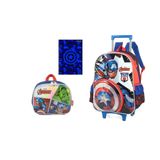 Kit Avengers Marvel Mochila Rodinha E Costas + Lancheira + B