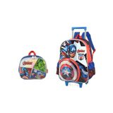 Kit Avengers Marvel Mochila Rodinha E Costas + Lancheira