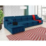 Sofá Retrátil e Chaise Orlando 420x210 Azul