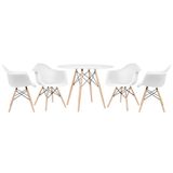 Mesa Redonda Eames 100 Cm Branco + 4 Cadeiras Eiffel Daw Branco Branco