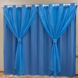 Cortina Blackout Pvc com Voil Azul Corta Luz 2,80m X 2,30m