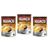 Kit 3 Café Iguaçu Solúvel Tradicional Em Pó Lata 200g