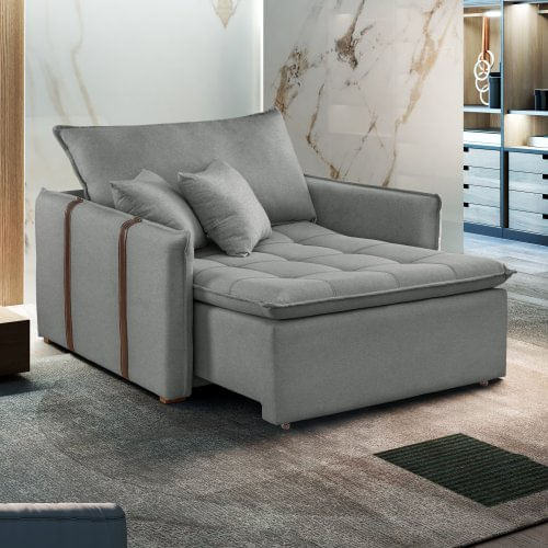 Poltrona Cama 110cm Detroid Celflex Cinza Claro
