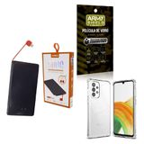 Kit Power Bank 5.000mah + Capinha Samsung A33 + Película 3d