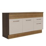 Balcão De Pia 150 Cm 2 Portas E 2 Gavetas (com Tampo) Rustic/crema Agata Madesa Rustic/crema
