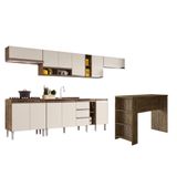 Cozinha Modulada Completa Athena C Bancada Gourmet 10 Peças Itaúba Off White