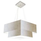 Lustre Pendente Duplo Quadrado Md-4066 50x35cm Bivolt Bege