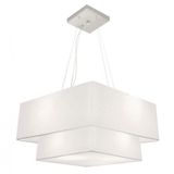 Lustre Pendente Duplo Quadrado Md-4347 80x70cm Bivolt Branco