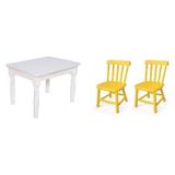 Conjunto Infantil Mesa 68x52cm Com 2 Cadeiras Madeira Maciça Ecomóveis