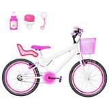 Bicicleta Infantil Aro 20 Aero E Cadeirinha Branca E Pink