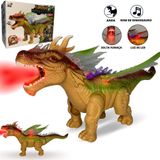 Dinossauro De Brinquedo Solta Fumaça - Marrom