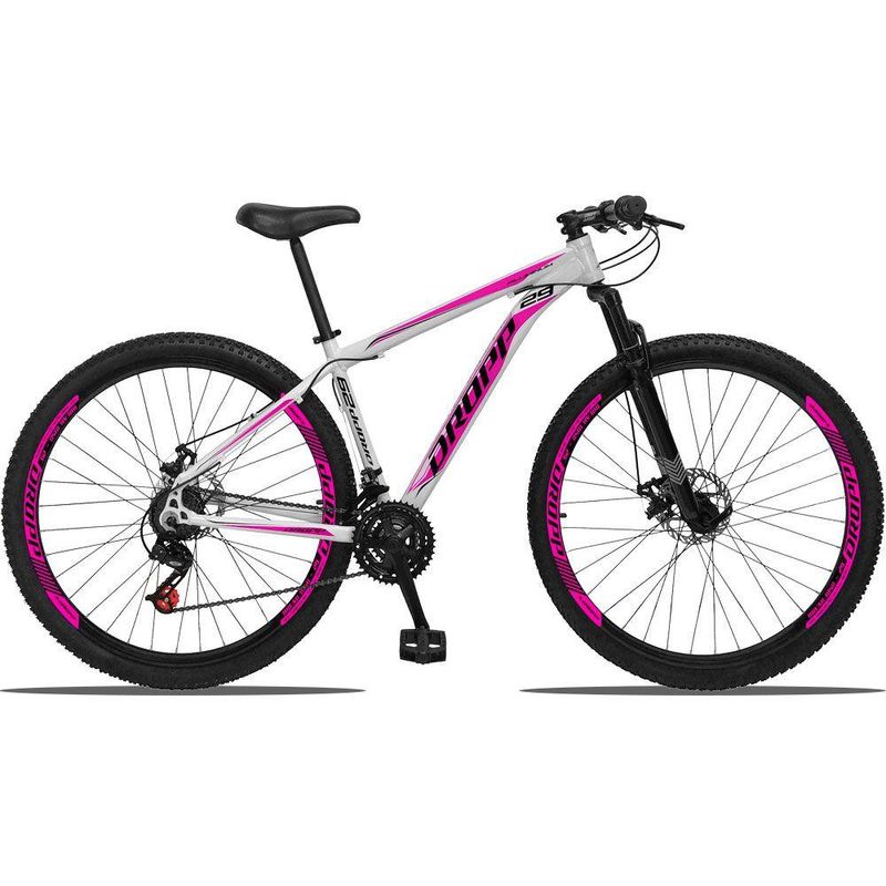 Bicicleta Dropp Aluminum T15 Aro 29 Susp. Dianteira 21 Marchas - Branco/rosa
