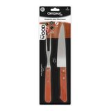 Conjunto Churrasco Kit Garfo Faca De Madeira Original Line