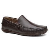 Mocassim Masculino Couro Tamanho Especial Conforto Maciez Marrom Escuro 48