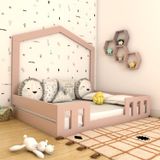 Cama Casal Com Casinha Montessoriana Play Rosa