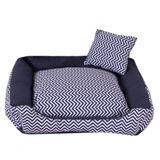 Cama Pet Cachorro Ou Gato Chevron Azul Tam: G