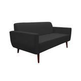 Conjunto Sofá Ravena 3 Lugares + 2 Poltronas Ravena Corino Preto - Cor: Preto